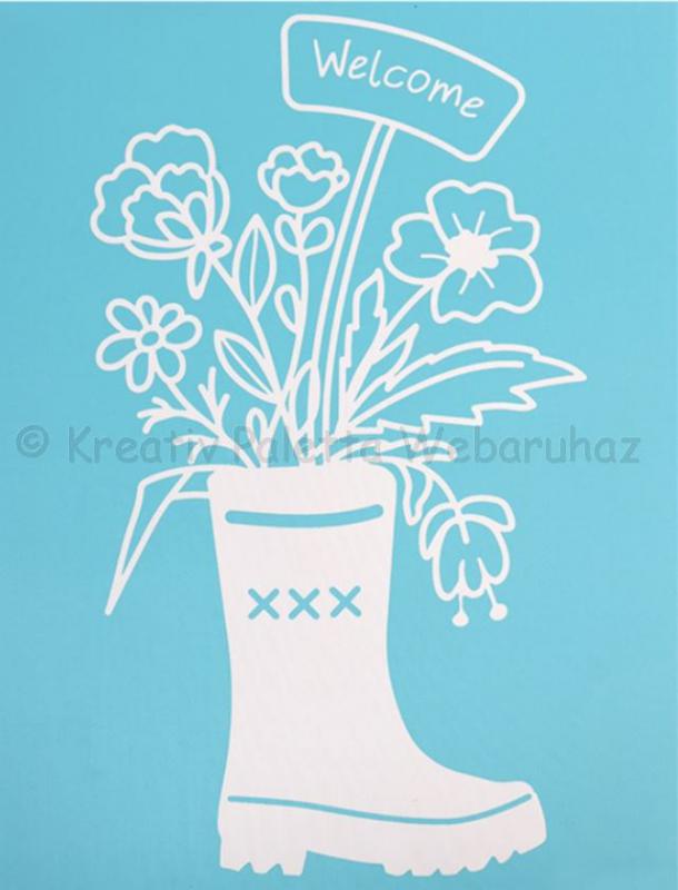 Szita-stencil 21,5 x 27,5 cm - kerti csizma