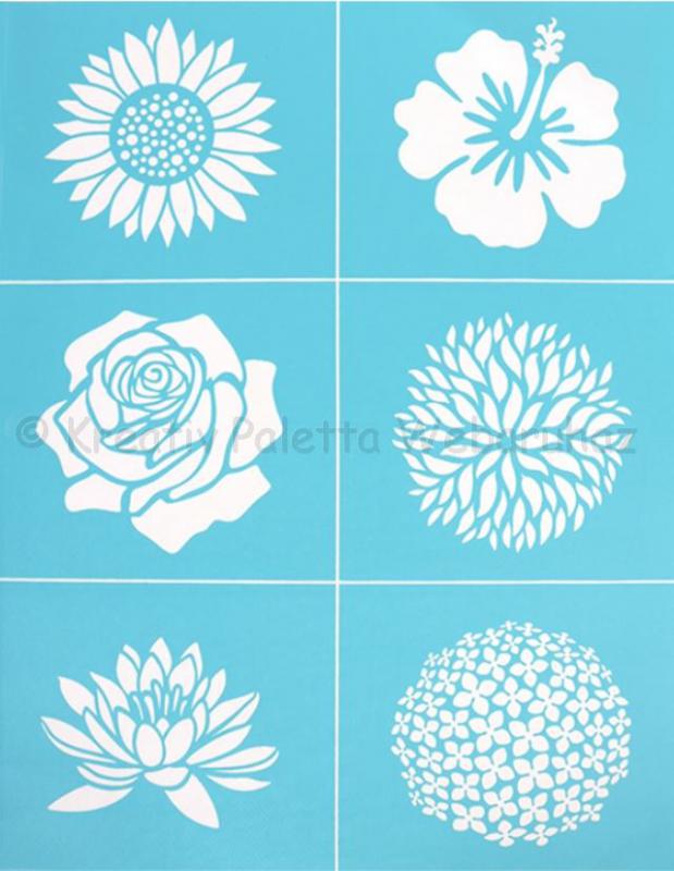 Szita-stencil 21,5 x 27,5 cm - virágfejek