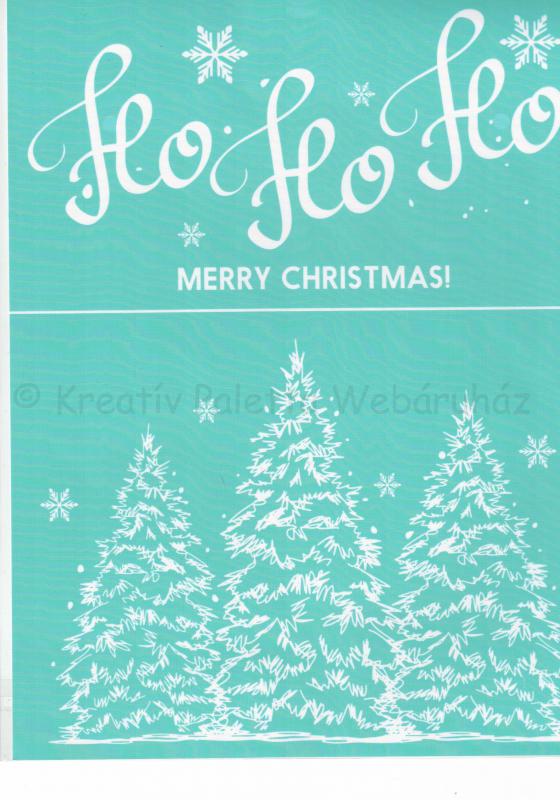 Szita-stencil 215 x 275 mm - HO HO HO, fenyők