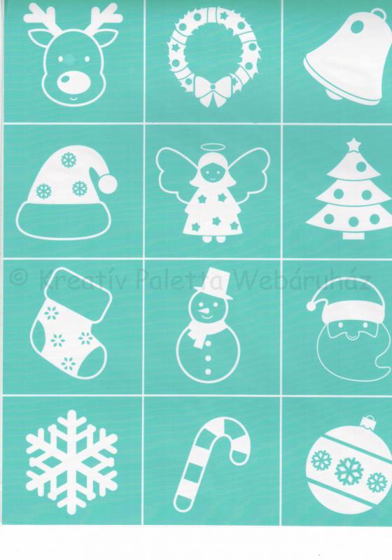 Szita-stencil 215 x 275 mm - karácsonyi díszek