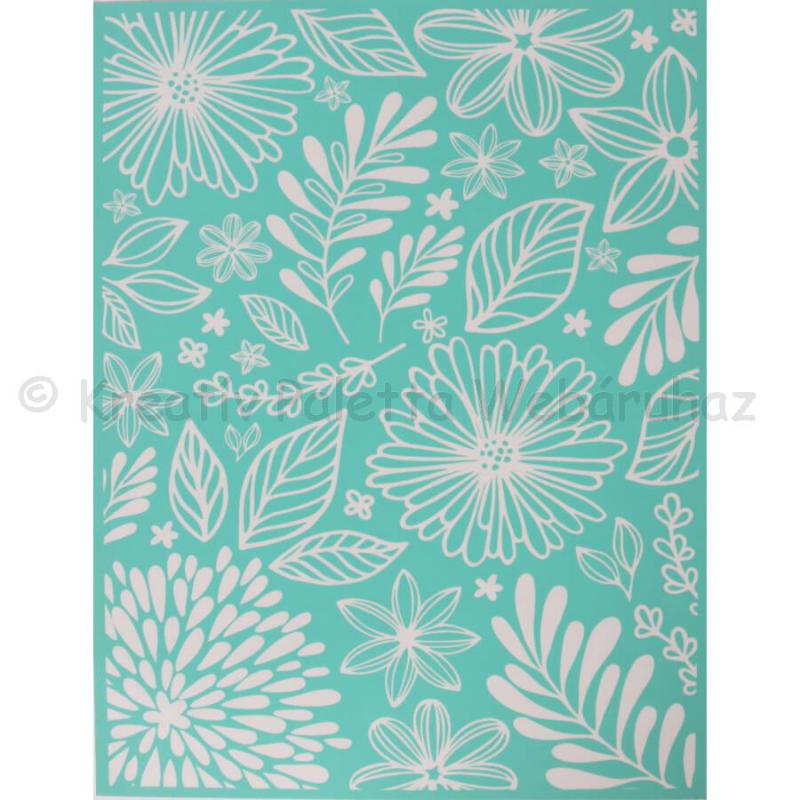 Szita-stencil 215 x 275 mm - levelek és virágok