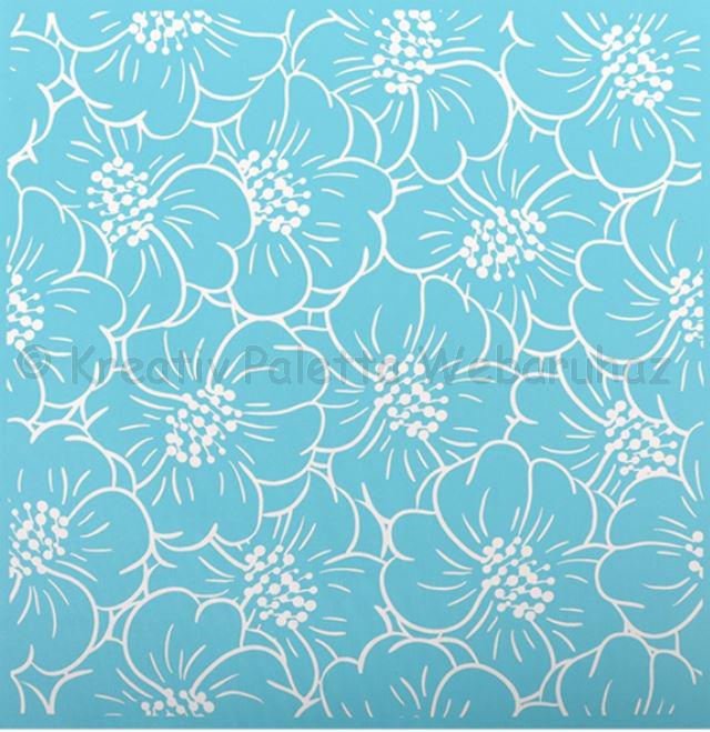 Szita-stencil 25,4 x 25,4 cm -  textúra - virágok