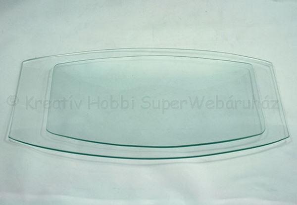 Téglalap alakú íves üvegtál, többféle méretben