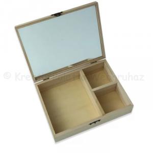 3 rekeszes tükrös fadoboz 20 x 15 x 5 cm