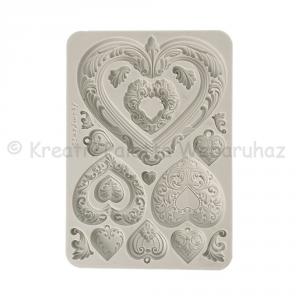 A5 szilikon öntőforma - szívek, medálok