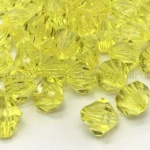 Akril gyöngy - bicon 6 mm 65 db - sárga