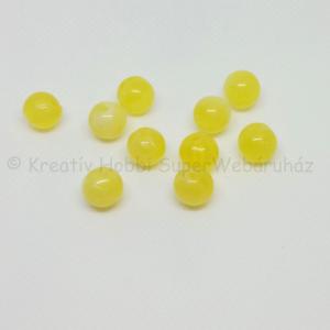 Akril gyöngy - golyó, sárga macskaszem 10 db