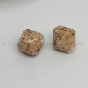 Akril gyöngy - kúpos, barna márványos 2 db