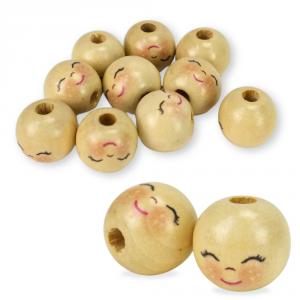 Babafej 20 mm festett fa - mosolygó