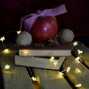 Csillagfigurás tündérfény dekorfüzér elemes, 2 m 20 LED