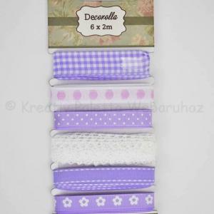 Dekor szalag csipkével 6 x 2 m lila árnyalatok