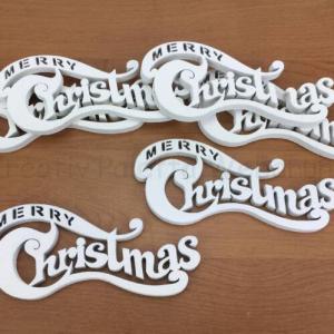 Fa felirat - Merry Christmas 10 cm  fehér