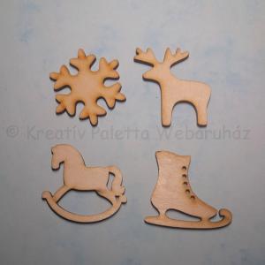 Fafigura - karácsonyi díszek 5 cm, 4 db