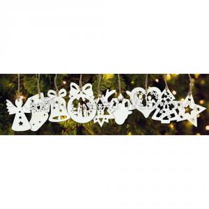 Fafigura - karácsonyi díszek 9 db - fehér