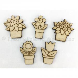 Fafigura - virágok 3 cm, 5 db