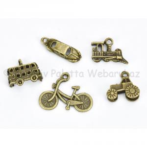 Fém díszítőelem - járművek 5 db-os készlet
