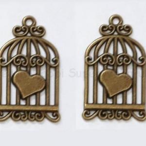 Fém díszítőelem - kalitka 3,6 x 2 cm