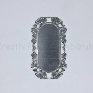 Fém díszítőelem - ovális címke 5,8 x 3,3 cm