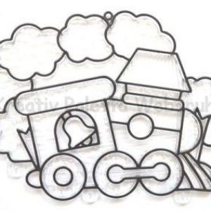 Fényvarázs ablakkép - gőzmozdony 16 x 12 cm