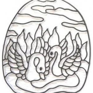 Fényvarázs ablakkép - hattyúk 16 x 13 cm