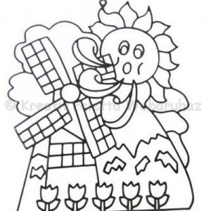 Fényvarázs ablakkép - szélmalom 14 x 19 cm