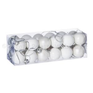 Gömbdísz fehér, 3 cm 24 db