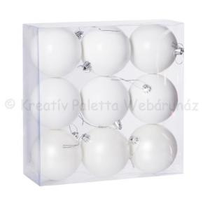 Gömbdísz fehér, 8 cm 9 db