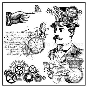 Gumi pecsételő - Steampunk férfi 10 X 10 cm