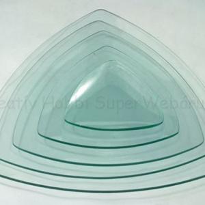 Háromszög alakú üvegtál, többféle méretben