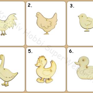 Háziszárnyasok fafigura többféle