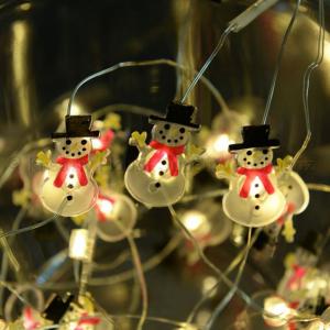 Hóember figurás tündérfény dekorfüzér elemes, 2 m 20 LED