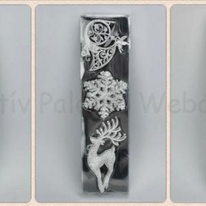 Karácsonyfadísz csillámos 7 db-os szett