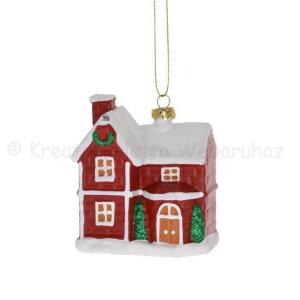 Karácsonyfadísz - házikó  8 x 7,9 x 4,8 cm