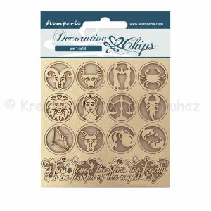 Karton chipboard 14 x 14 cm - Alkímia symbols, csillagjegyek