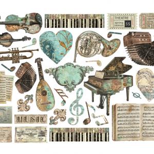 Karton öntapadó kivágott formák - zene, hangszerek