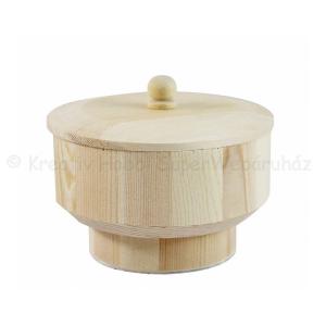 Kerek, fedeles fadoboz 11 x 9 x 7 cm