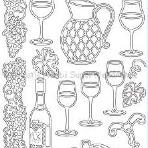 Kontúrmatrica - borospohár, szőlő