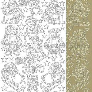 Kontúrmatrica - karácsonyi macik, arany