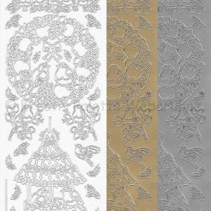 Kontúrmatrica - madarak az ágon, ezüst