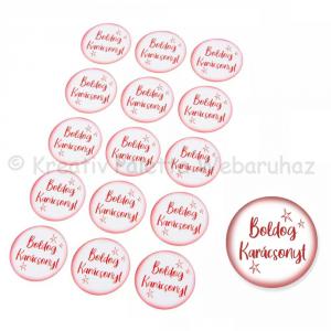 Matrica - boldog karácsonyt fehér-piros 15db