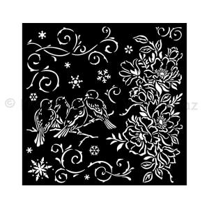 MEDIA Stencil 18 x 18 cm/ 0,25 mm - Blue Land madárkák