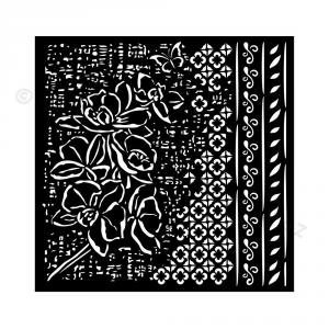 Média stencil 18 x 18 cm 0,25 mm - Orchideák - Orchids and Cats Orchid pattern