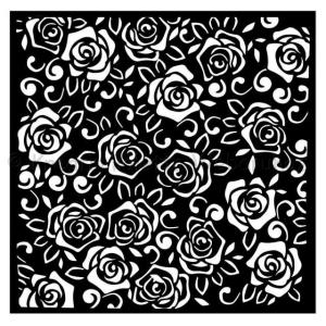 MEDIA Stencil 18 x 18 cm/ 0,25 mm - Rose Parfum rózsa minta
