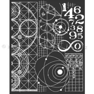 MEDIA Stencil 20 x 25 cm/ 0,25 mm - Kozmosz, csillagászat és számok