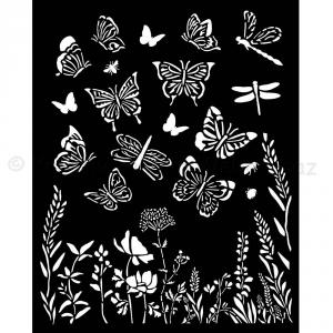 MEDIA Stencil 20 x 25 cm/ 0,25 mm -  Lavender butterflies