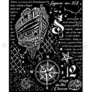 MEDIA Stencil 20 x 25 cm/ 0,25 mm -  vitorláshajó - Songs of the Sea