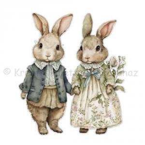 Nyomtatott dekorkarton - nyuszi pár