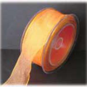 Organza szalag drótos arany szegéllyel, 4 cm - narancs