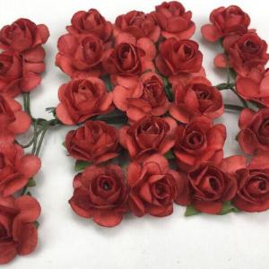 Papírvirág - rózsa 20 mm, 5 db - piros