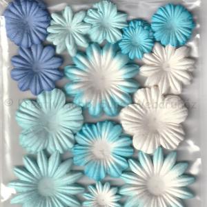 Papírvirág - virágszirom kék-fehér mix, 100 db